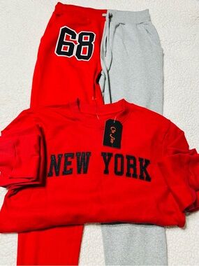 On Fire Red 'NEW YORK' Logo Sweatshirt